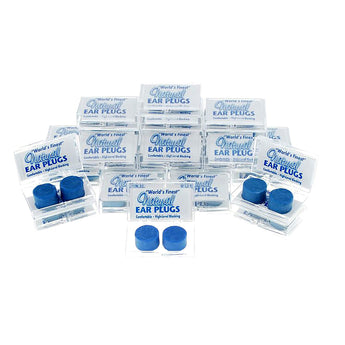 16 pairs of beeswax earplugs, each in their own clear plastic case